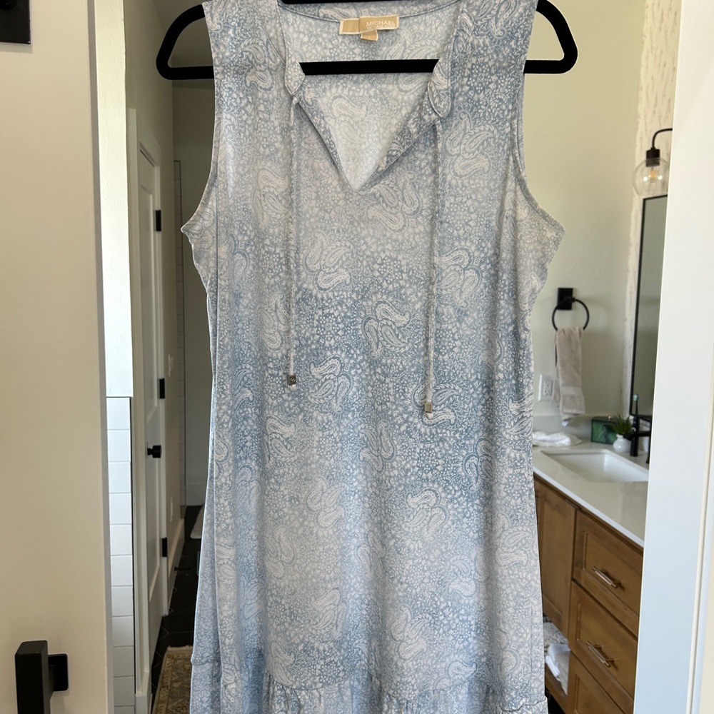 Michael Kors Light Blue Paisley Sleeveless Mini Dress